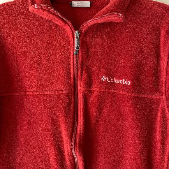 Columbia Men’s Red Fleece Zip Up Jacket L Outdoors Hiking Camping Casual - Picture 3 of 9